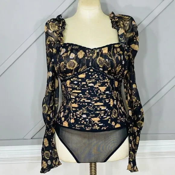 New Free People Intimately‎ Brunch Date Bodysuit Sweetheart Neckline Size S - Picture 5 of 15